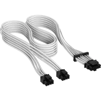 Premium Individually Sleeved 12+4pin PCIe Gen 5 12V-2x6 600W Cable Type 5 Gen 5, White