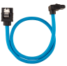Premium Sleeved SATA 6Gbps 30cm 90° Connector Cable — Blue