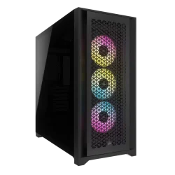 iCUE 5000D RGB AIRFLOW Mid-Tower Case, Black - 3x AF120 RGB ELITE Fans - iCUE Lighting Node PRO Controller - High-airflow Design