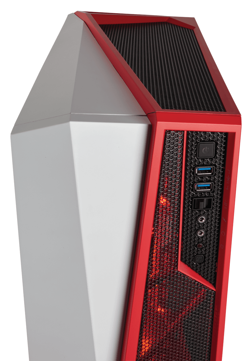 Carbide Series™ Mid-Tower Gaming Case — White/Red