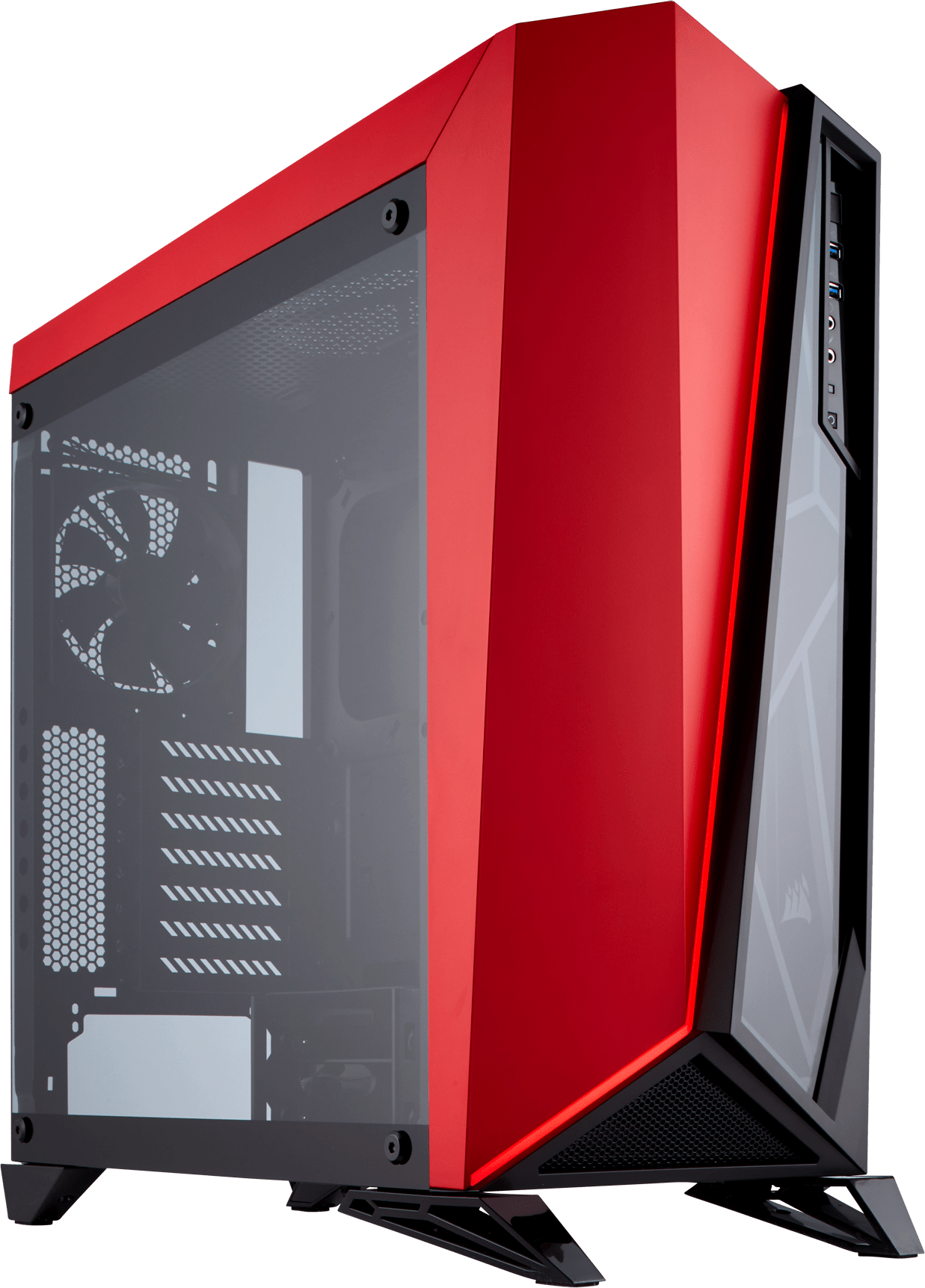 Carbide Series® SPEC-OMEGA Tempered Glass Mid-Tower Gaming Case - Black/ Red