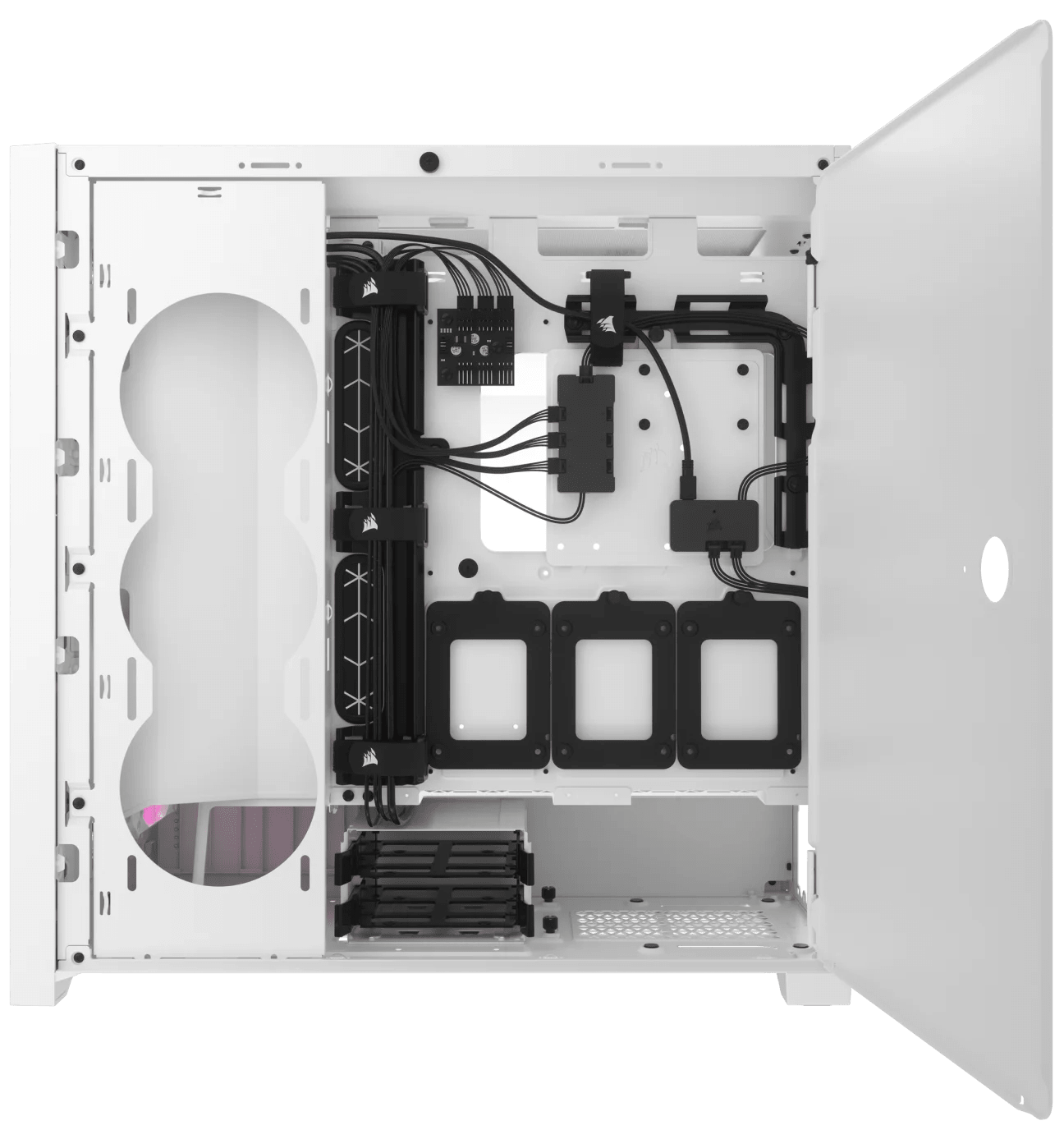Corsair Caja de media torre de flujo de aire 5000D - 3 ventiladores RGB -  Controlador de iluminación - Diseño de alto flujo de aire - Gestión de