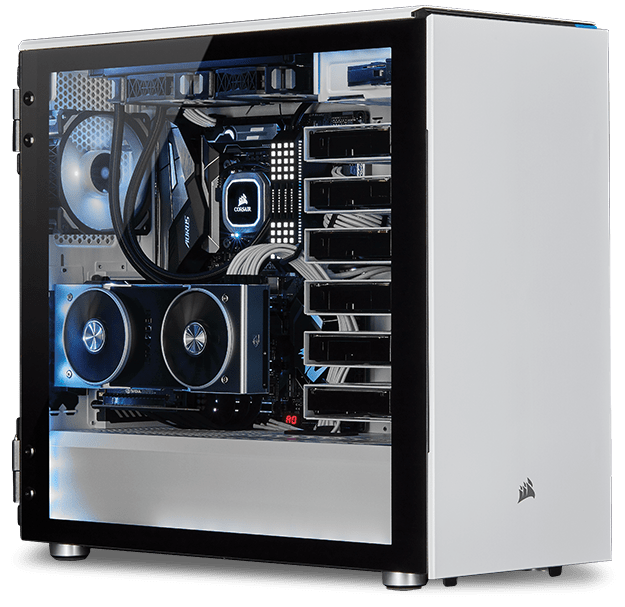 Low Noise Tempered Glass ATX Case — White