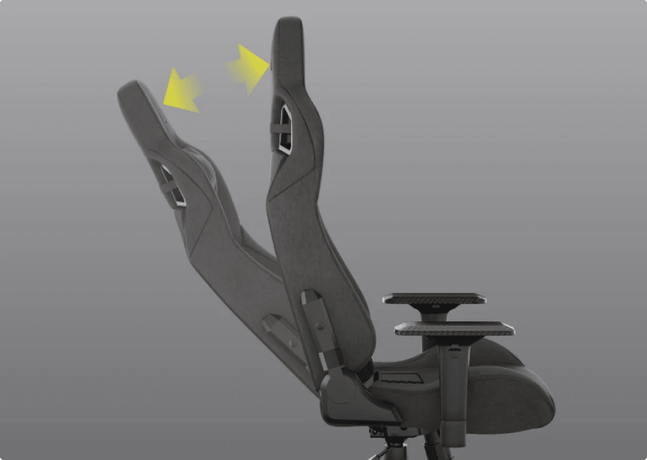 Respaldo de la silla gaming T3 RUSH y posición regulable.