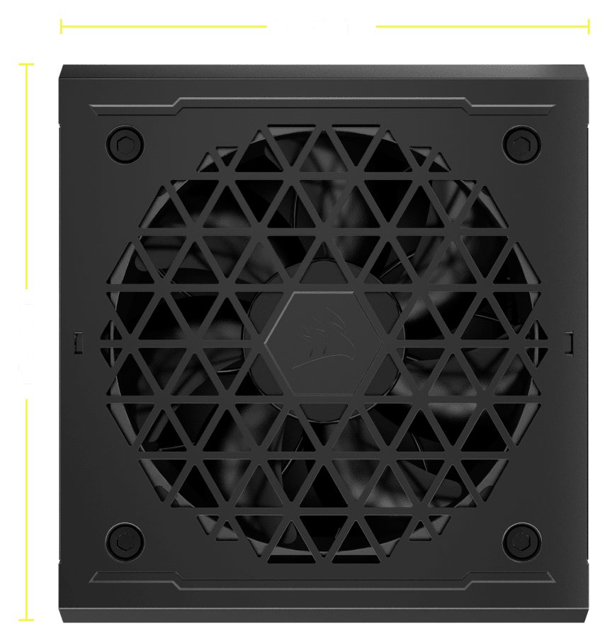 Close up shot of the fan on the CORSAIR power supply