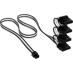 Premium Individually Sleeved Peripheral Power (Molex-style) Cable (4 connectors) Type 5 Gen 5, White/Black