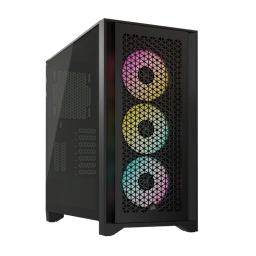 iCUE 4000D RGB AIRFLOW Mid-Tower Case, Black - 3x AF120 RGB ELITE Fans - iCUE Lighting Node PRO Controller - High-airflow Design (CN)