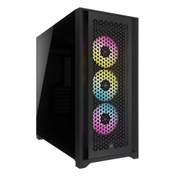 iCUE 5000D RGB AIRFLOW Mid-Tower Case, Black - 3x AF120 RGB ELITE Fans - iCUE Lighting Node PRO Controller - High-airflow Design