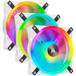 iCUE QL120 RGB 120mm PWM White Fan — Triple Fan Kit with Lighting Node CORE