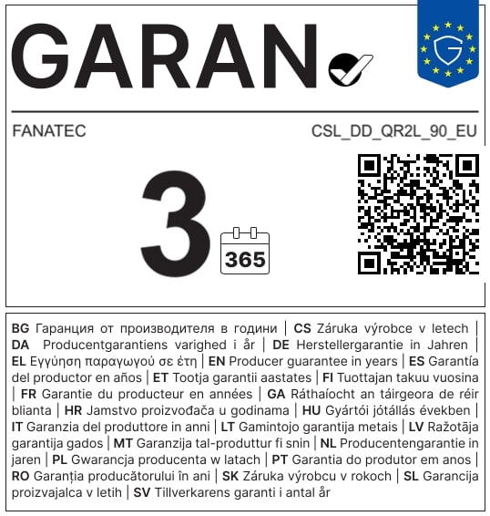 GARAN: Fanatec CSL_DD_QR2L_90_EU, 3 års tillverkargaranti