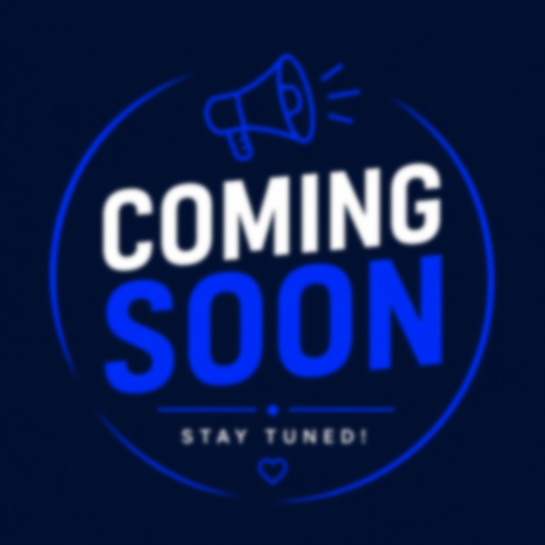 A blue graphic with a megaphone icon and the text COMING SOON and STAY TUNED! inside a circular border on a dark background.