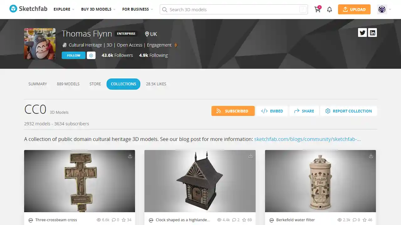 3D model collection web preview