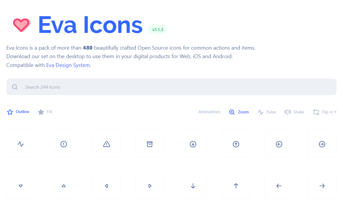 Eva Icons web preview