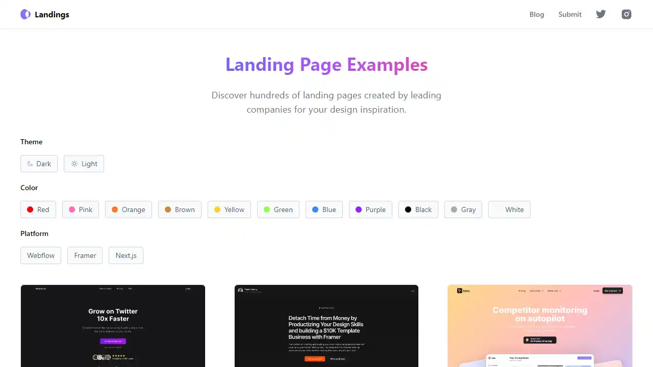 Landings web preview