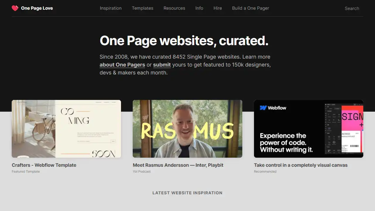 One Page Love web preview