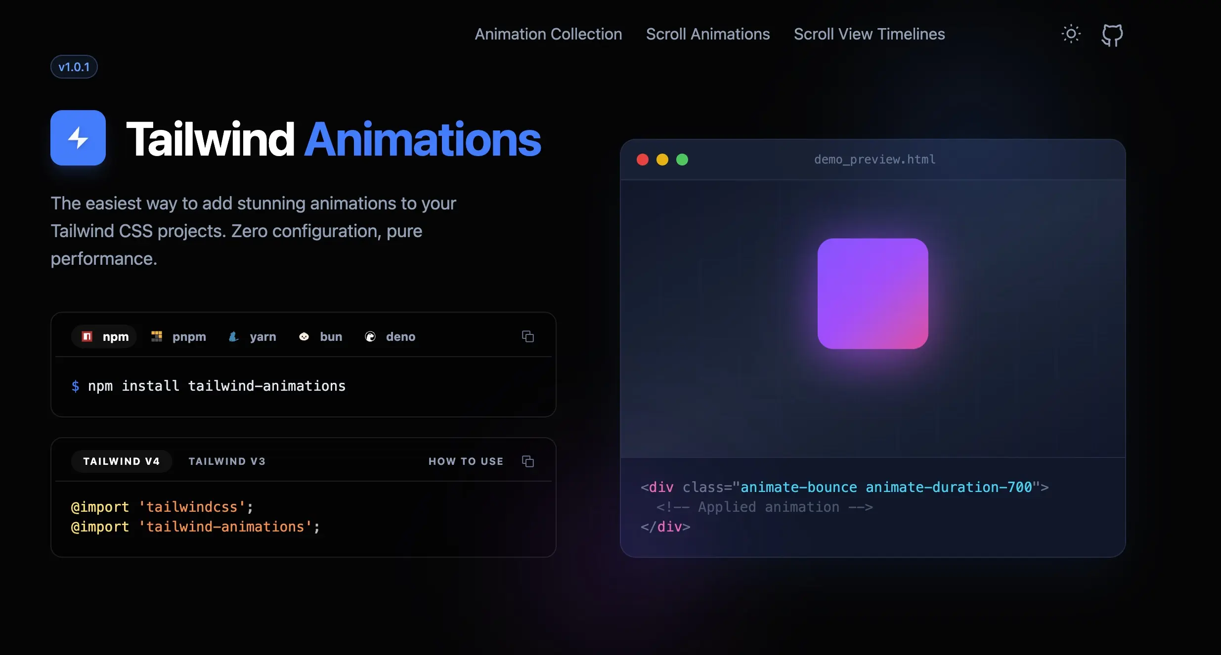 Tailwind Animations web preview