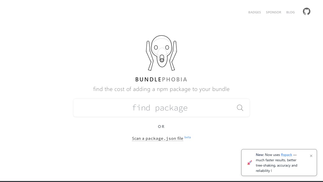 Bundlephobia web preview