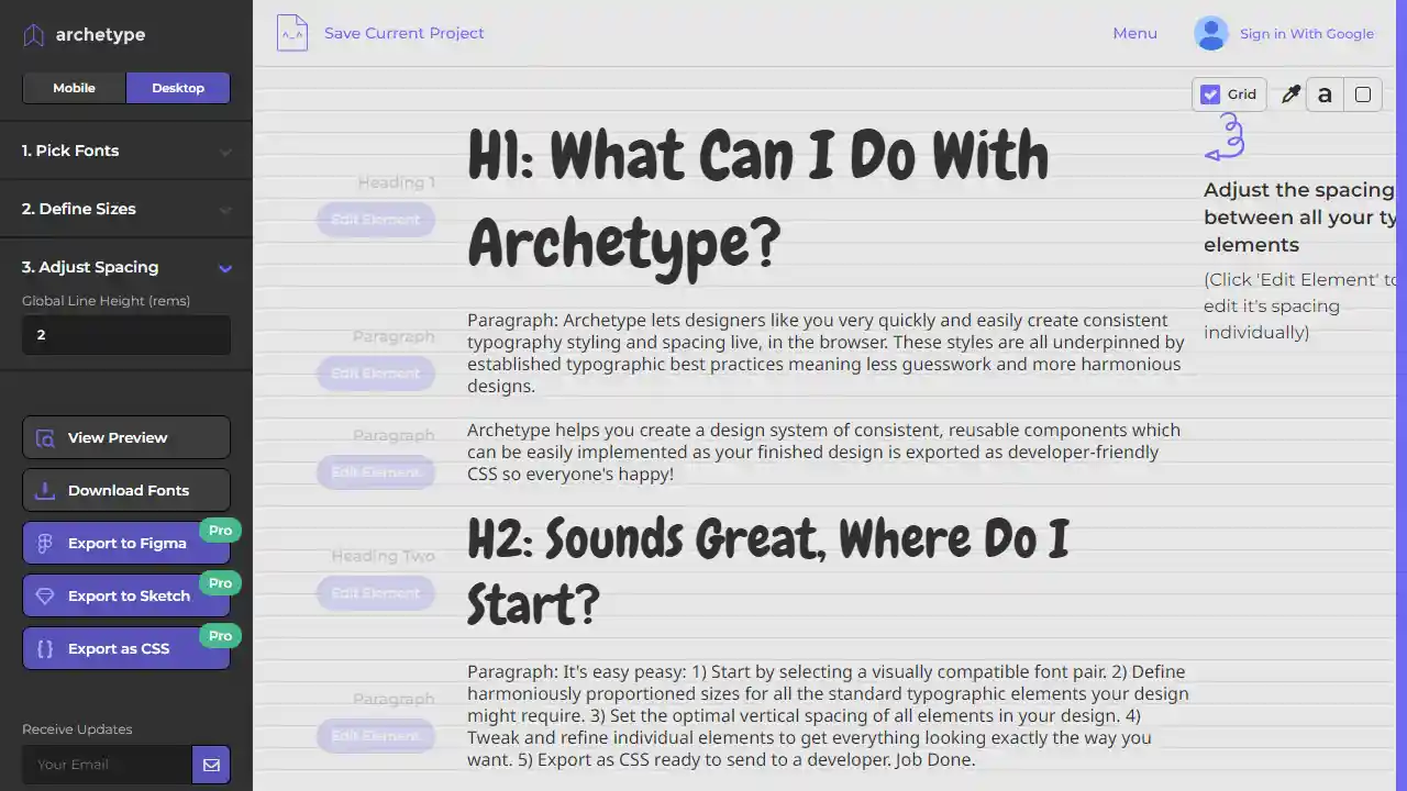 Archetype web preview