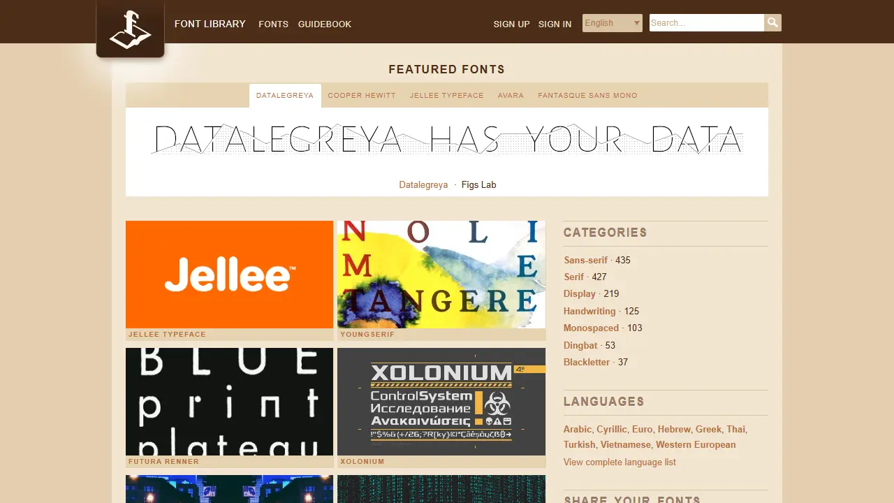 Font Library web preview