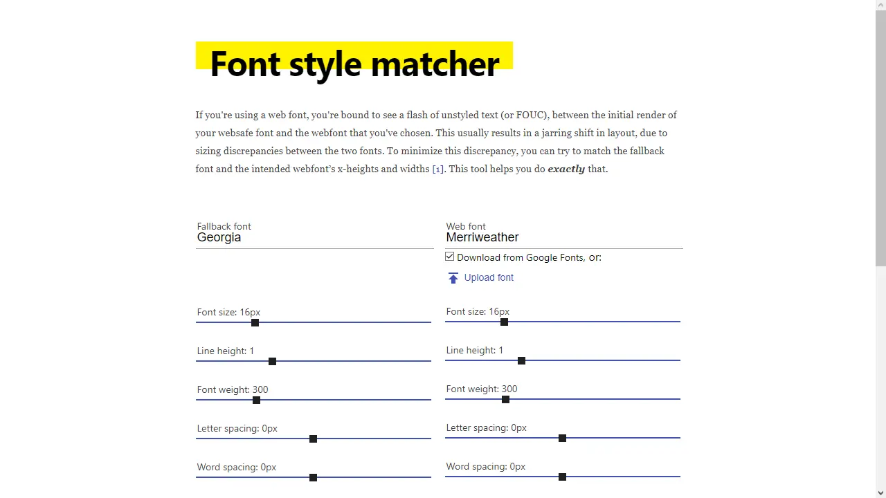 Font style matcher web preview
