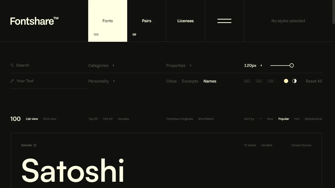 Fontshare web preview