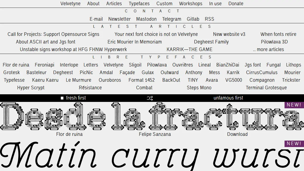 Velvetyne Type Foundry web preview