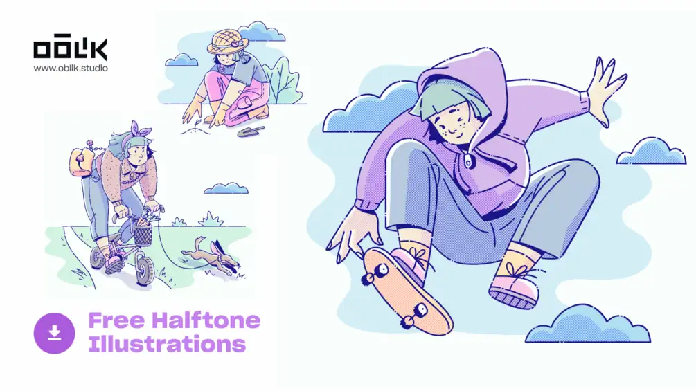 Halftone Illustrations web preview