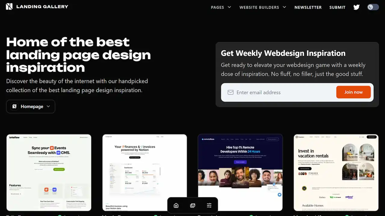 Landing Gallery web preview