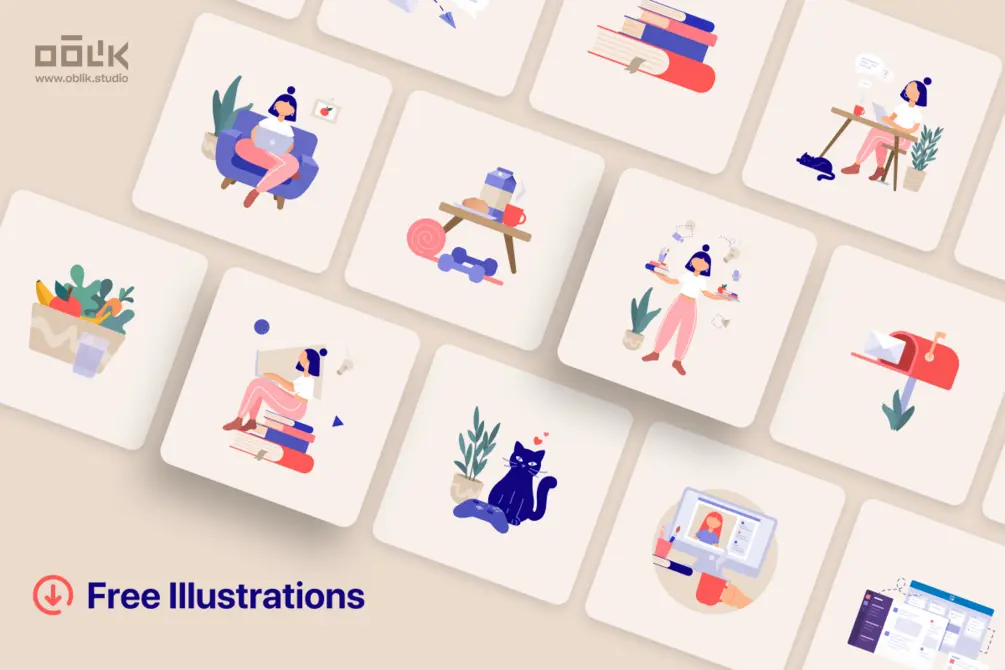 Remote Work Illustrations web preview