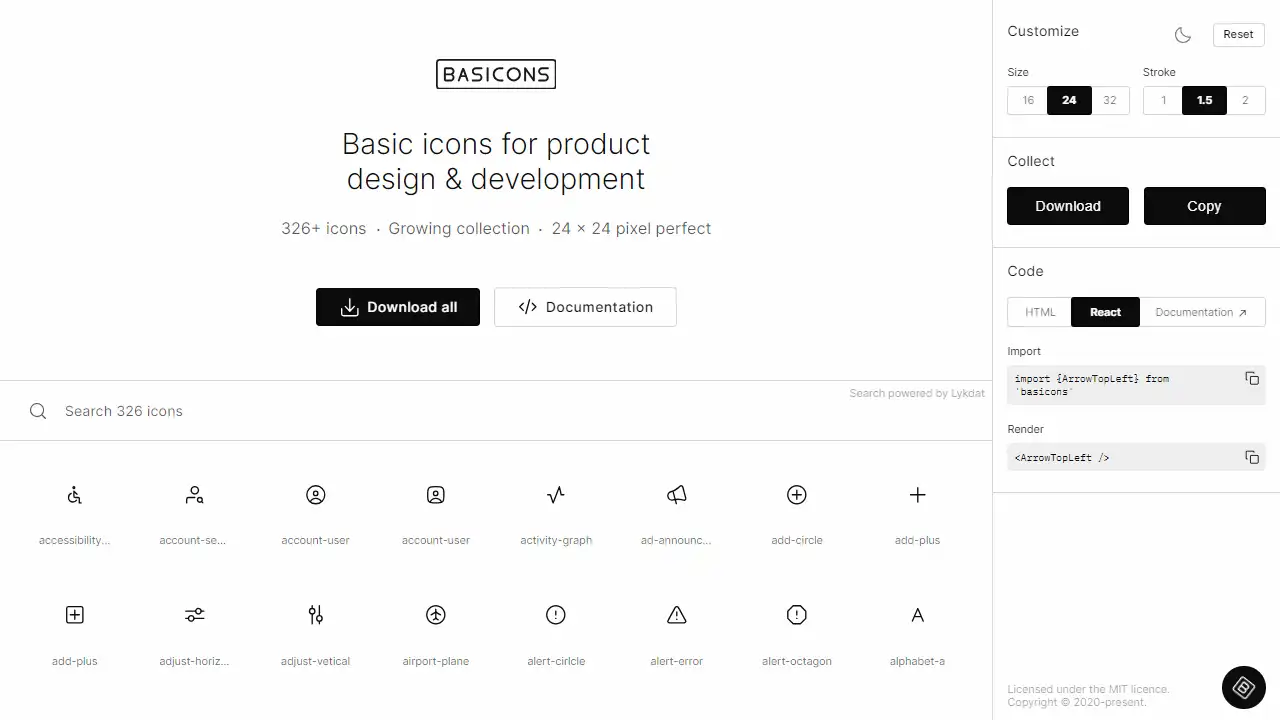 Basicons web preview