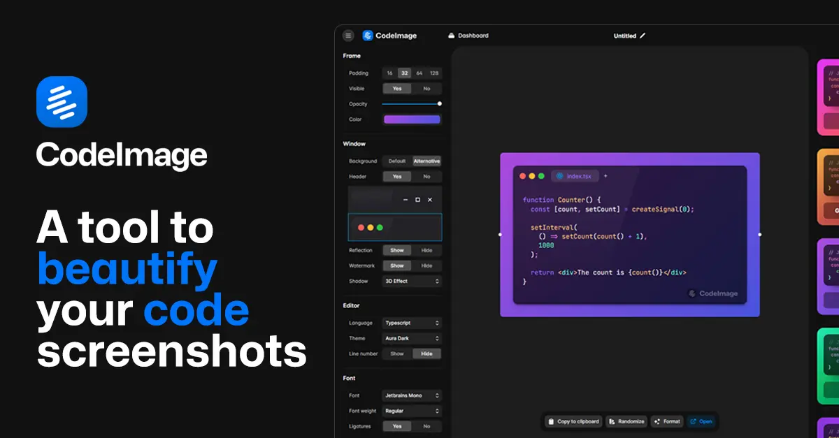 CodeImage web preview