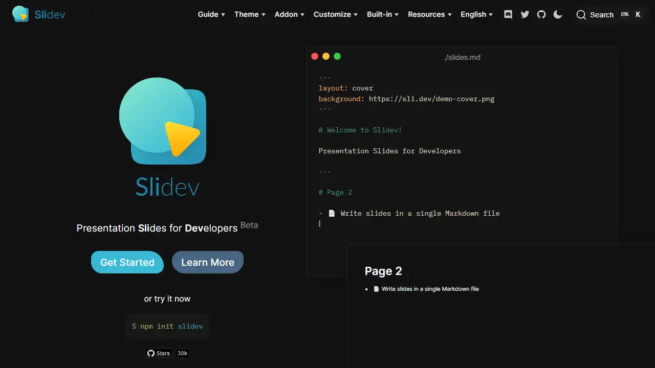 Slidev web preview