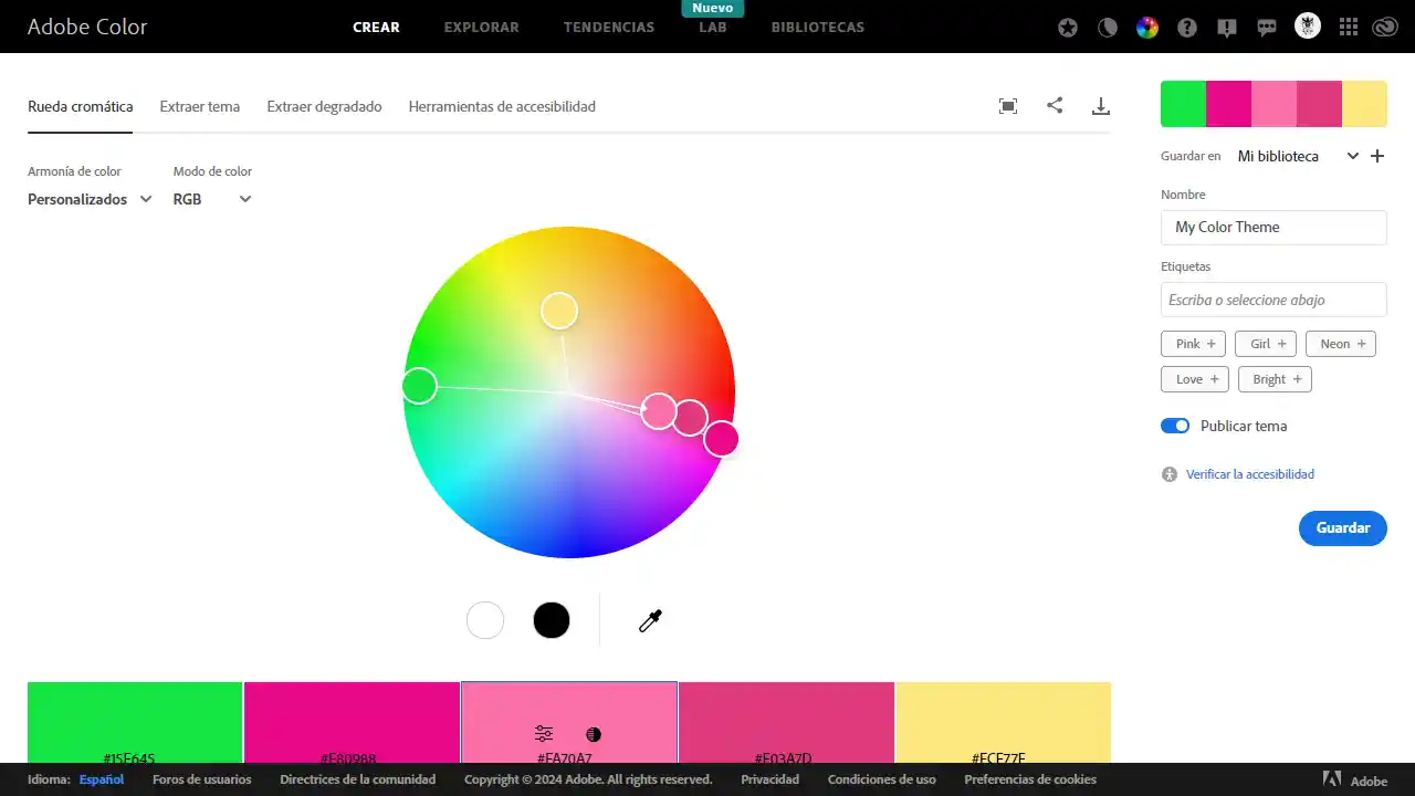 Adobe Color web preview