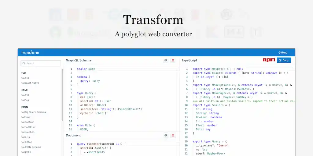 Transform tools web preview