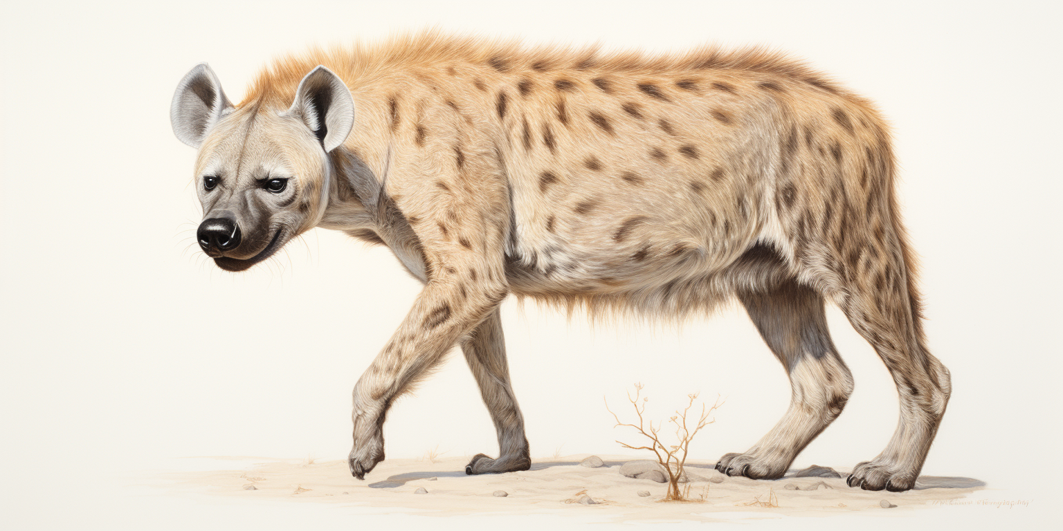 Naturalistic Illustration of a Hyena