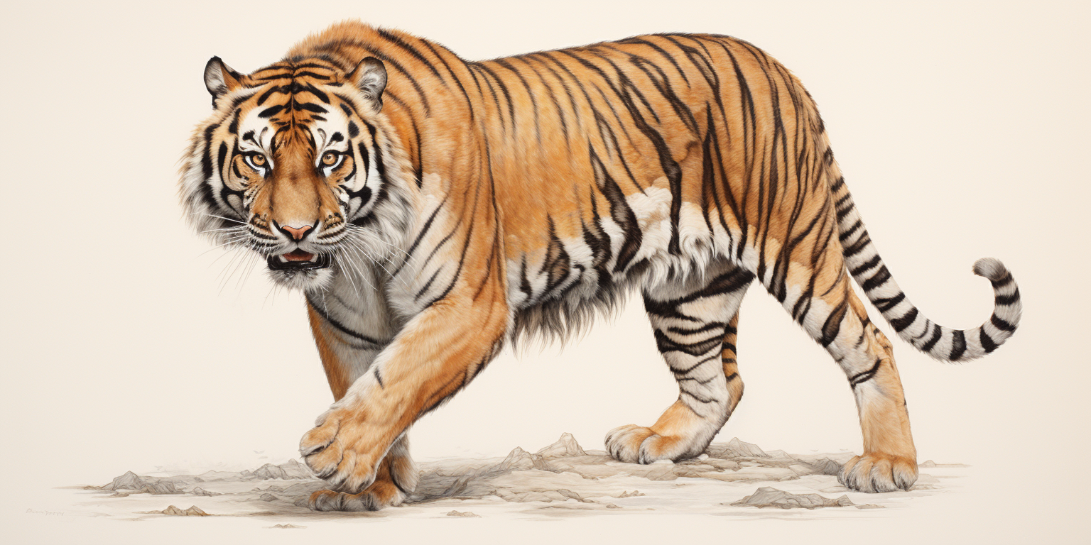 Naturalistic Illustration of a Tiger