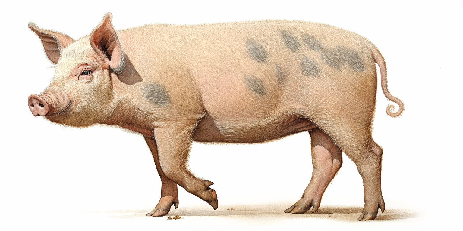 Naturalistic Illustration of a Pig