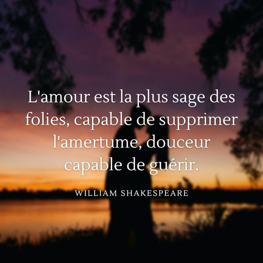 Citation William Shakespeare L'amour est la plus sage des folies