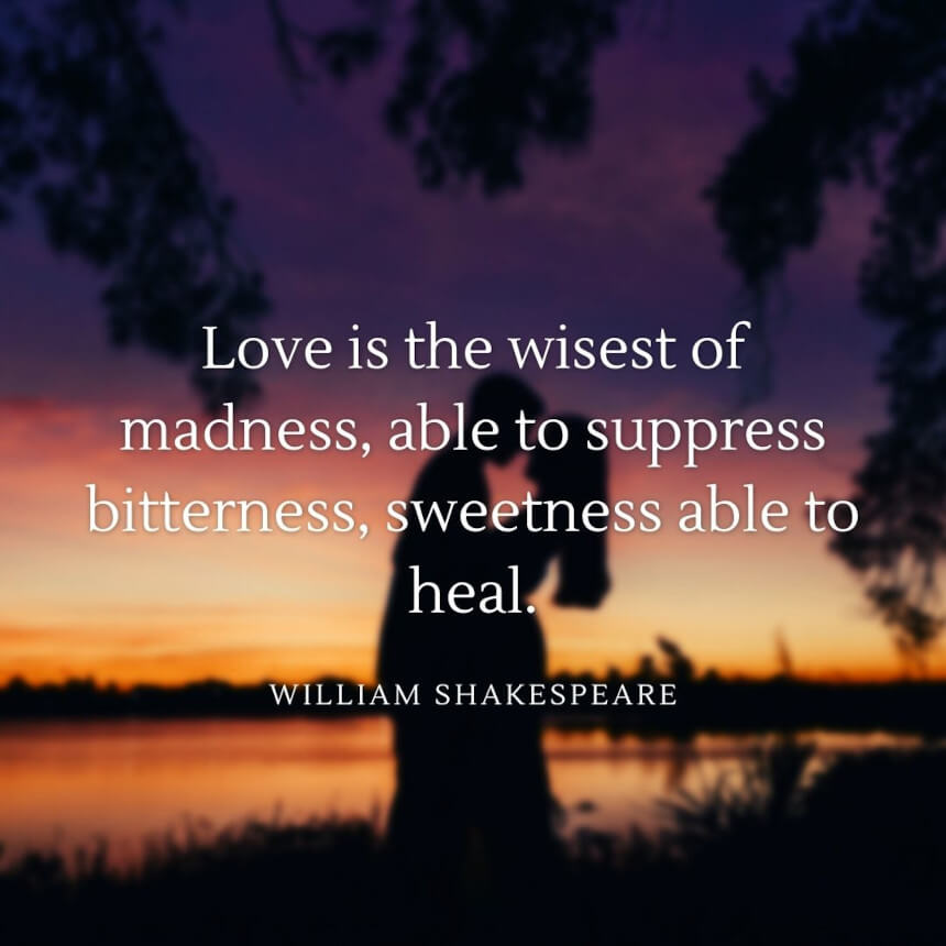 William Shakespeare Quote Love is the wisest of madness
