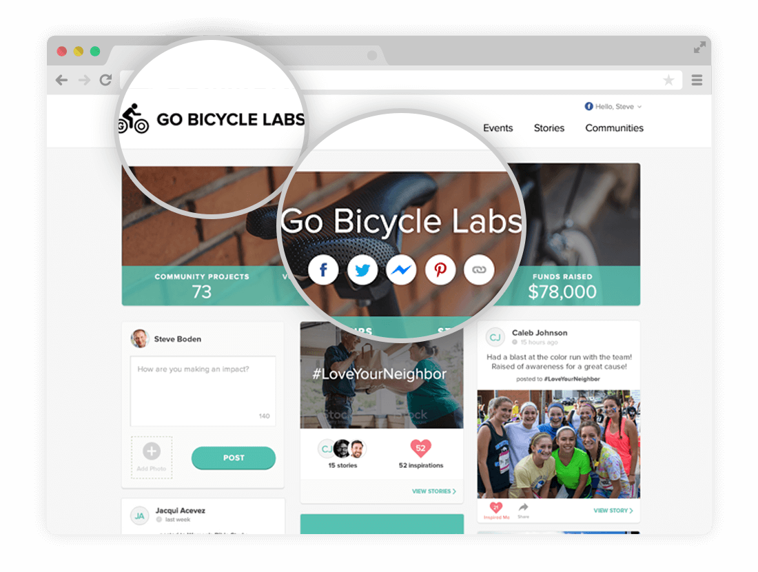 Communiy Boards includes links to your social handles and can be tailored to match your brand.