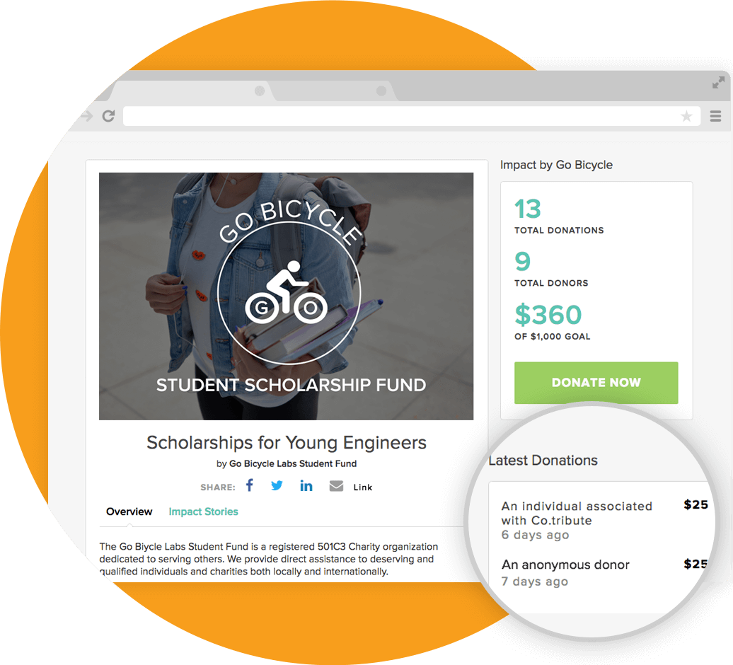 Latest Donations will be shown on the Campaign Pages along with the impact your company has made.