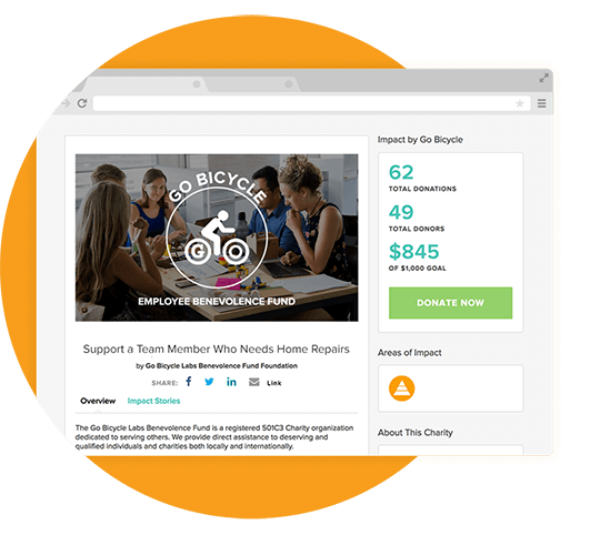 Raise support for employees who are in need and use Community Boards to show fellow employees how much has been raised to help their cause.
