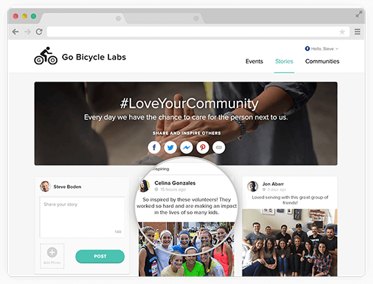 Community Boards give you and your team the ability to combine all your inspiring photos, stories, and events on one organized platform.