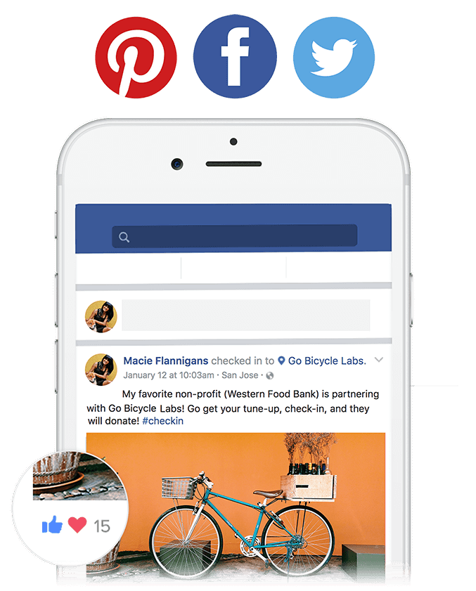 Convert customers into brand advocates when they share your brand's impact on their social media accounts.