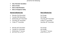 Changes to Rubbish Collection Services Christmas/New Year