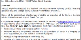 Notice of Proposed Alterations to CBH Grain Handling and Storage Facility