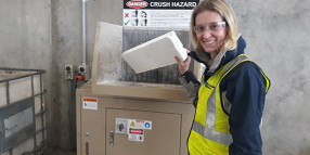 Polystyrene compressor recycles bulky packaging