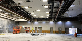 Repair work begins on AEC ceiling