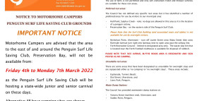 PRESERVATION BAY CAMPSITE AREAS | UNAVAILABLE – FROM 4 MARCH TO 7 MARCH