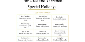 Calendar of QLD Public Holidays and Yarrabah Special Holidays